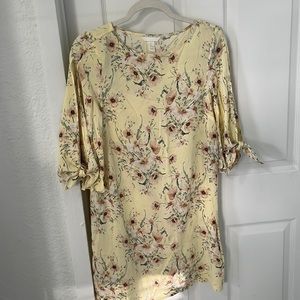 HM brown floral dress yellow